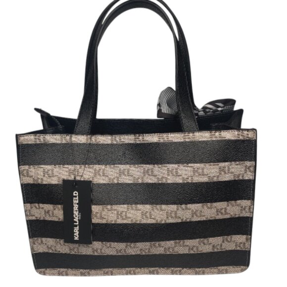 Karl Lagerfeld Paris Maybelle Striped Tote Bag - Picture 2 of 8